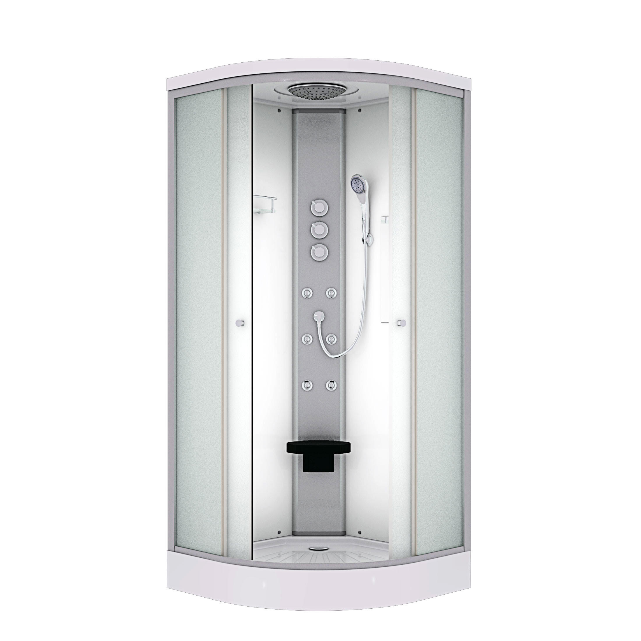 DUSCHKABINE Dusche D10-00M1-EC 80x80 cm mit 2K Scheiben Versiegelung - Weiß, Glas/Kunststoff (80/80/215cm) - AcquaVapore by Sandra Jentho