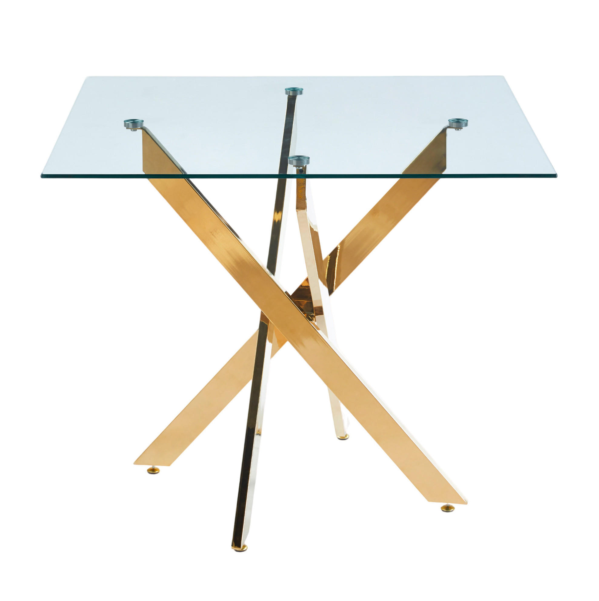 ESSTISCH 80/75/80 cm Golden aus Glas und Metall - Goldfarben, Metall (80/80/75cm) - OKMYHOME