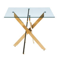 ESSTISCH 80/75/80 cm Golden aus Glas und Metall - Goldfarben, Metall (80/80/75cm) - OKMYHOME