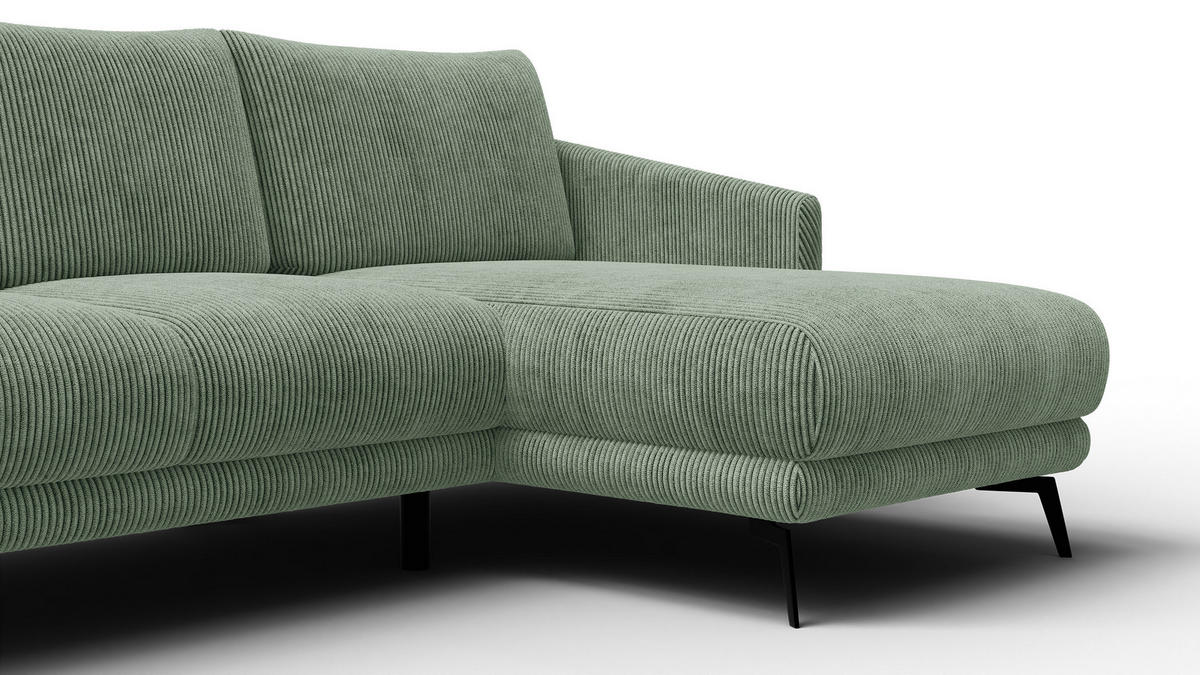 ECKSOFA VILT 3-Sitzer, mint - Schwarz/Mintgrün, Holzwerkstoff/Textil (221/156cm) - Courtois Laville
