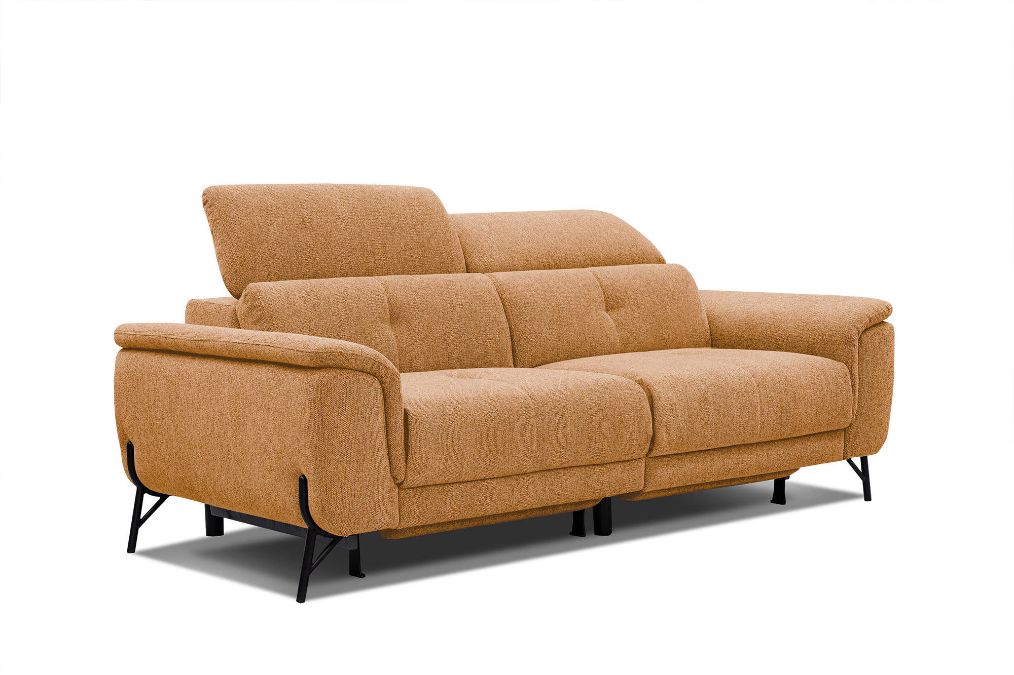 SOFA AVENA 3-Sitzer mit 2 Relaxfunktionen, orange - Orange, Holzwerkstoff/Textil (204/80/108cm) - Courtois Laville