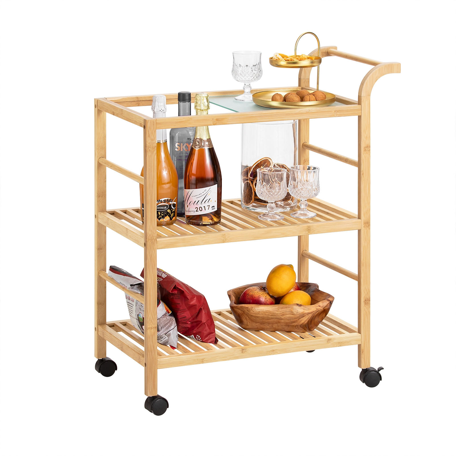 SERVIERWAGEN Natur - Naturfarben, Holz (65/80/35cm) - SoBuy