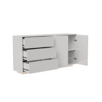 SIDEBOARD Weiß Hochglanz 160 cm LED Kommode 2 Türen 3 Schubladen Modern - Weiß, Holz (160/76/35cm)