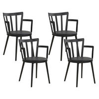 ÉTKEZŐSZÉK 4 darabos Szett Műanyag Fekete Morill - fekete, műanyag (49/77/52cm) - Beliani