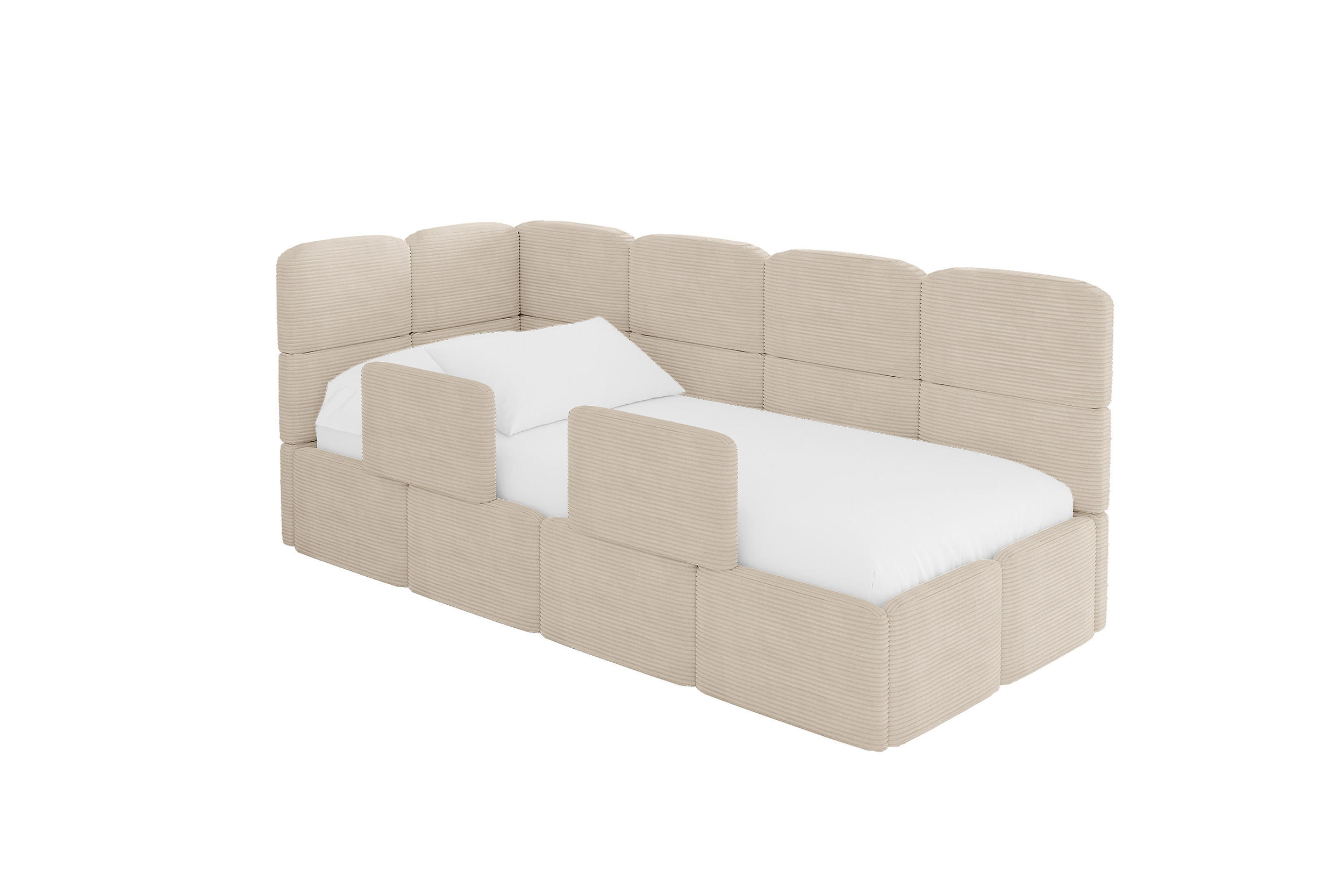 ALTDECOR JEDNOLŮŽKOVÁ POSTEL pro mládež s úložným prostorem a matrací H3/H4, vpravo - KIVY 100x200 béžová