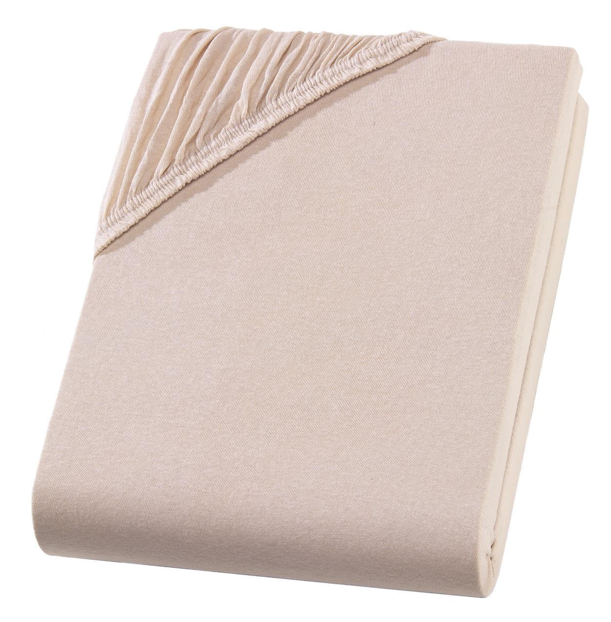 JERSEY-SPANNBETTLAKEN 180x200 cm aus 100% Baumwolle, Bettlaken Beige Uni - Beige, Textil (180/200cm) - Carpe Sonno