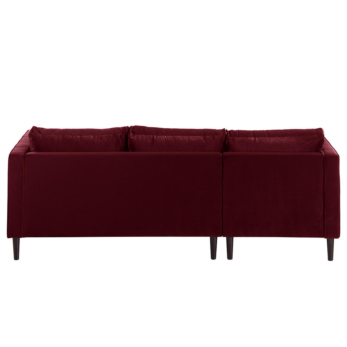 ECKSOFA - Samt - Dunkelbraun/Weinrot, Birkenholz/Textil (201/155cm) - home24