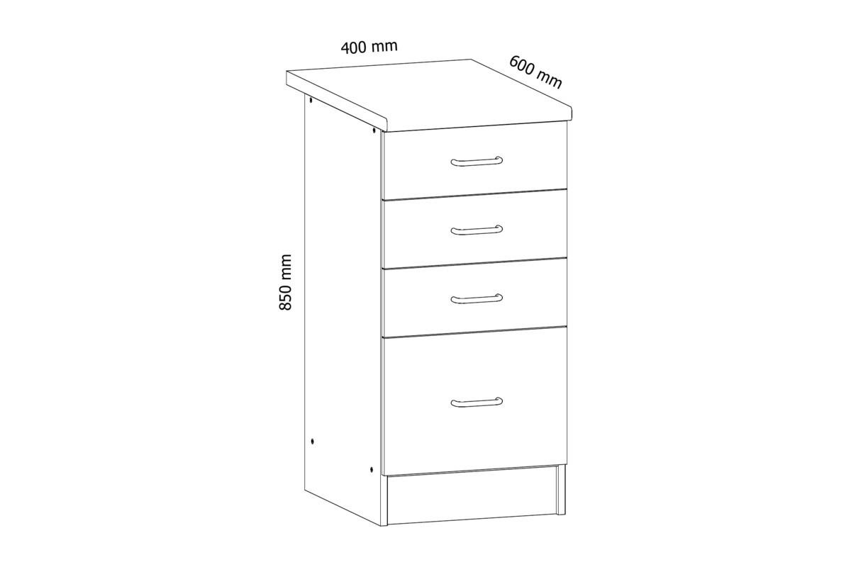 UNTERSCHRANK D40S4 – Sycylia Weiß – Weiß / Creme - Creme/Weiß, Holzwerkstoff (40/82/47cm) - ROYAL24_MARKT