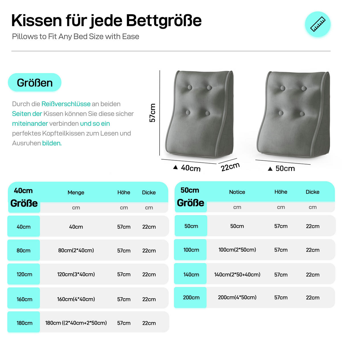 RÜCKENKISSEN Kopfteilkissen Samt kastanienbraun 40/22cm - Kastanienfarben, Textil (22/40cm) - Vercart