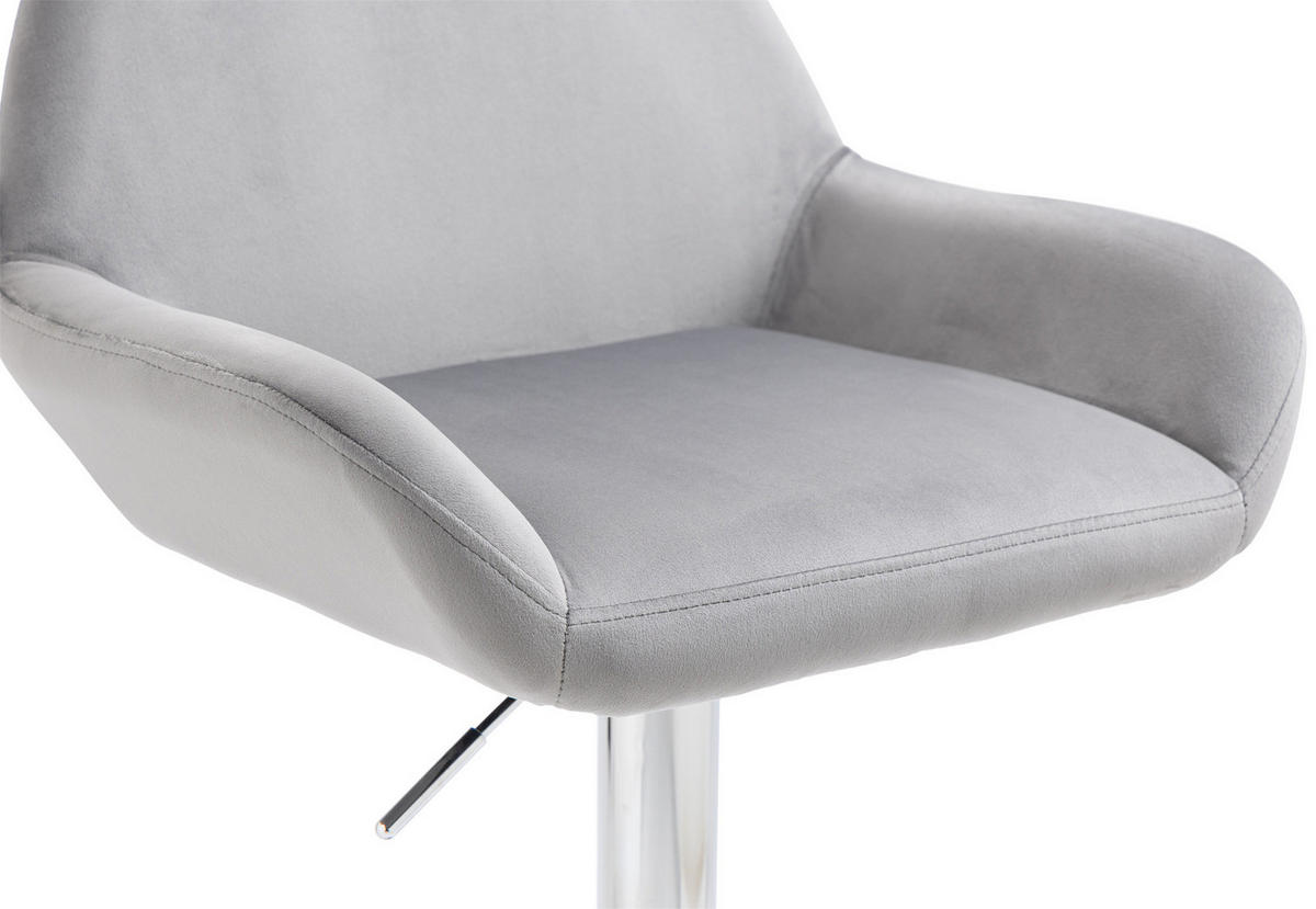 BARHOCKER 2er Set Samt Grau - Chromfarben/Grau, Textil/Metall (51/89/52cm) - CLP