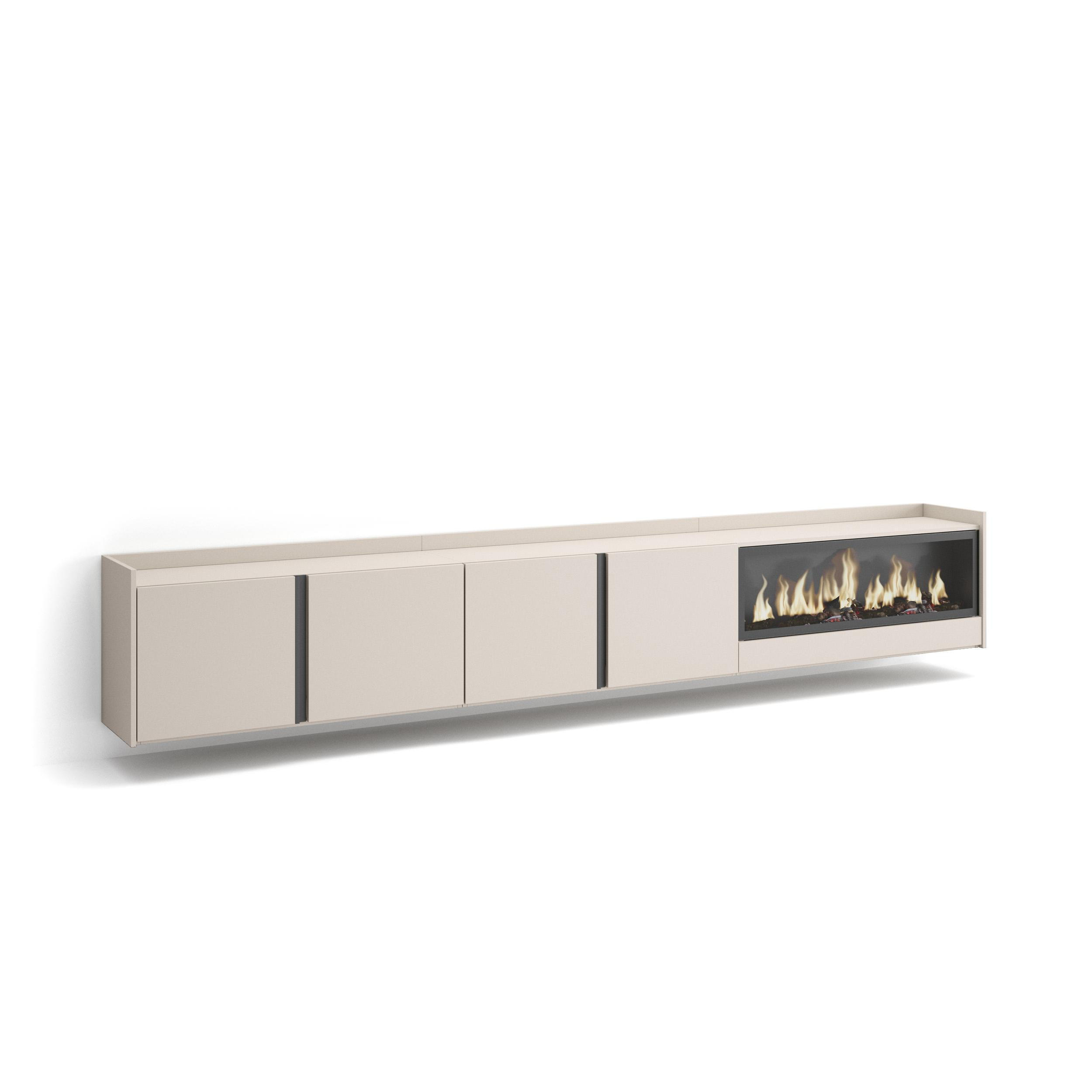 LOWBOARD, Beige, 315/35/50cm, Kamin mit Feuereffekt XXL - Beige, Holzwerkstoff (315/50/35cm) - Skraut Home