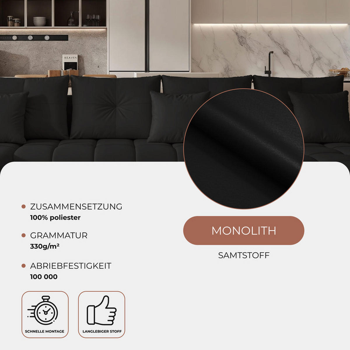 WOHNLANDSCHAFT DIEGO mit Schlaffunktion und Bettkasten Anthrazit - Anthrazit, Holzwerkstoff/Kunststoff (382/91/190cm) - Idohome