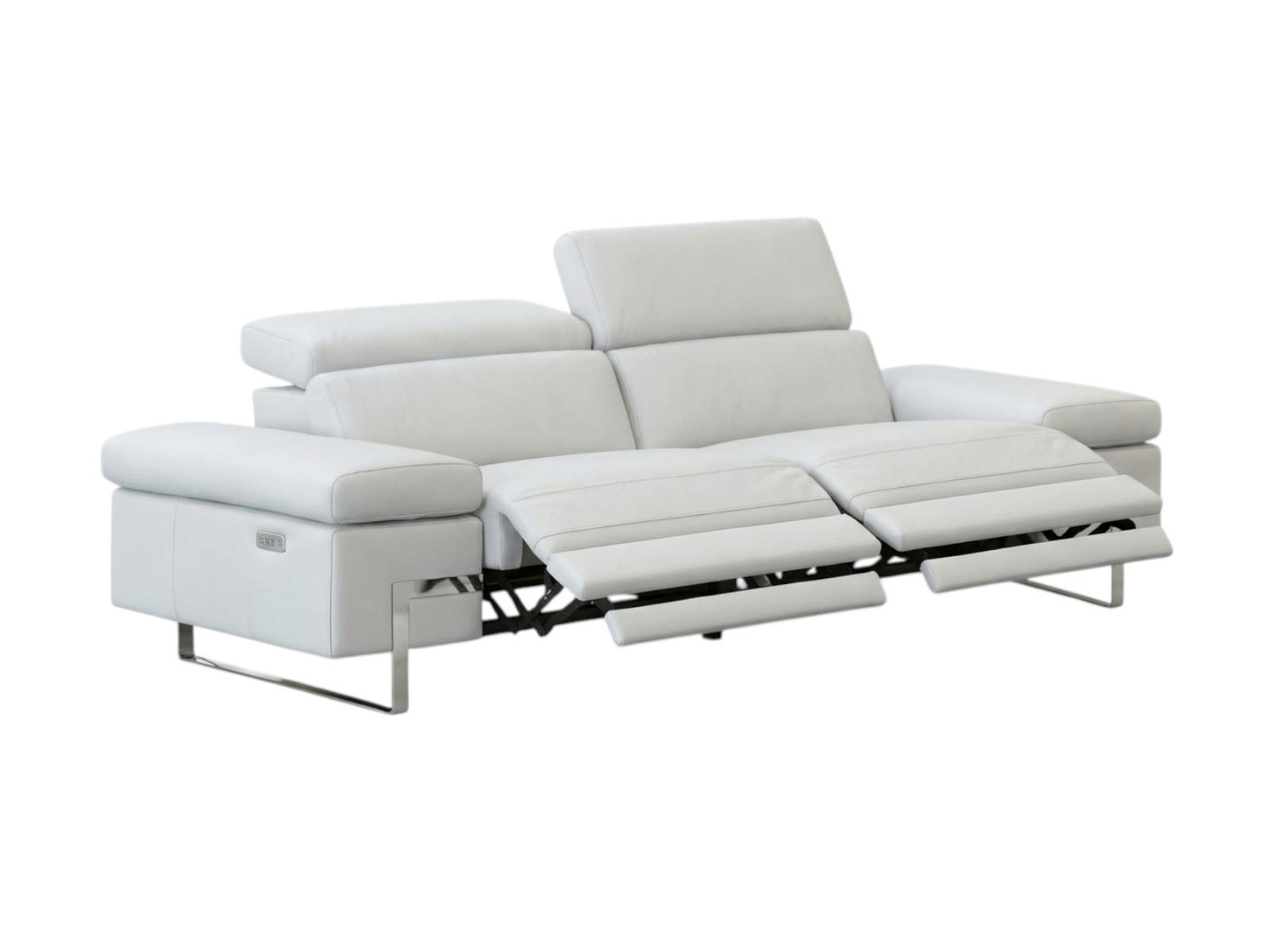3-SITZER Sofa Opera Echtleder mit 2 x Relaxfunktion Weiß - Weiß, Leder/Metall (223/75/109cm)