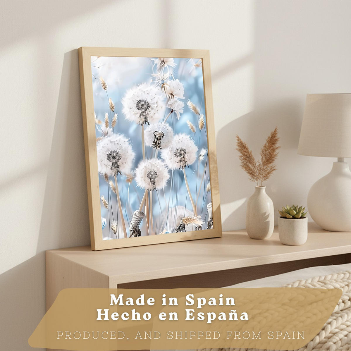 PLAKAT Sada 3 Sladká modř A4 Lehký dřevěný rám - béžová, papír (29.7/1/21cm) - Nacnic