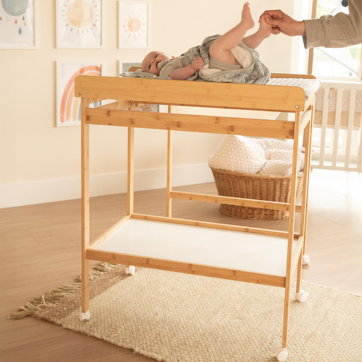 WICKELTISCH mit Badewanne - Naturfarben, Holzwerkstoff (56/100/83cm) - Roba