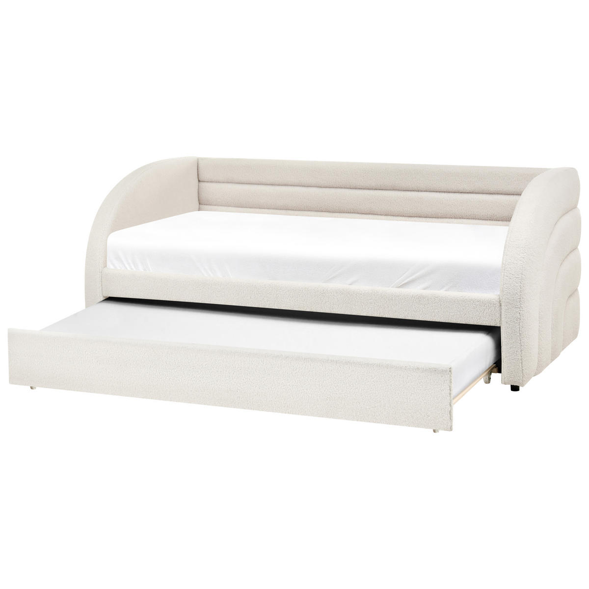 VYSOUVACÍ POSTEL Bouclé 90/200 cm Bílá Albiac - bílá, textil (90/200cm) - Beliani