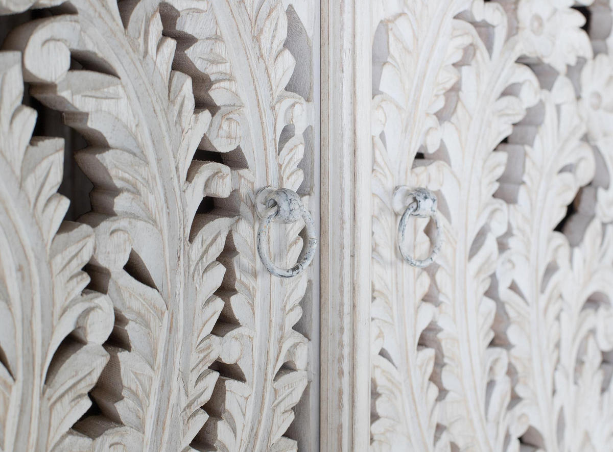 HIGHBOARD aus gealtertem weißem Mangoholz - Perlmutt, Holz (40/180/90cm) - Giner y Colomer