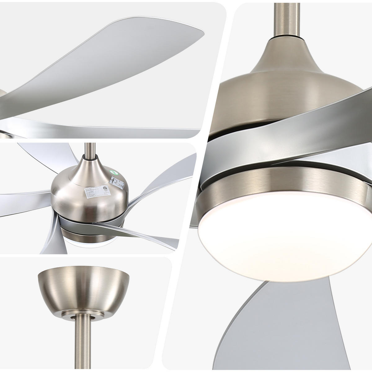 DECKENVENTILATOR 132cm LED Licht Leiser DC Motor 5 ABS Flügel - Weiß, Kunststoff (132.08/132.08/26.8cm) - CASIVA
