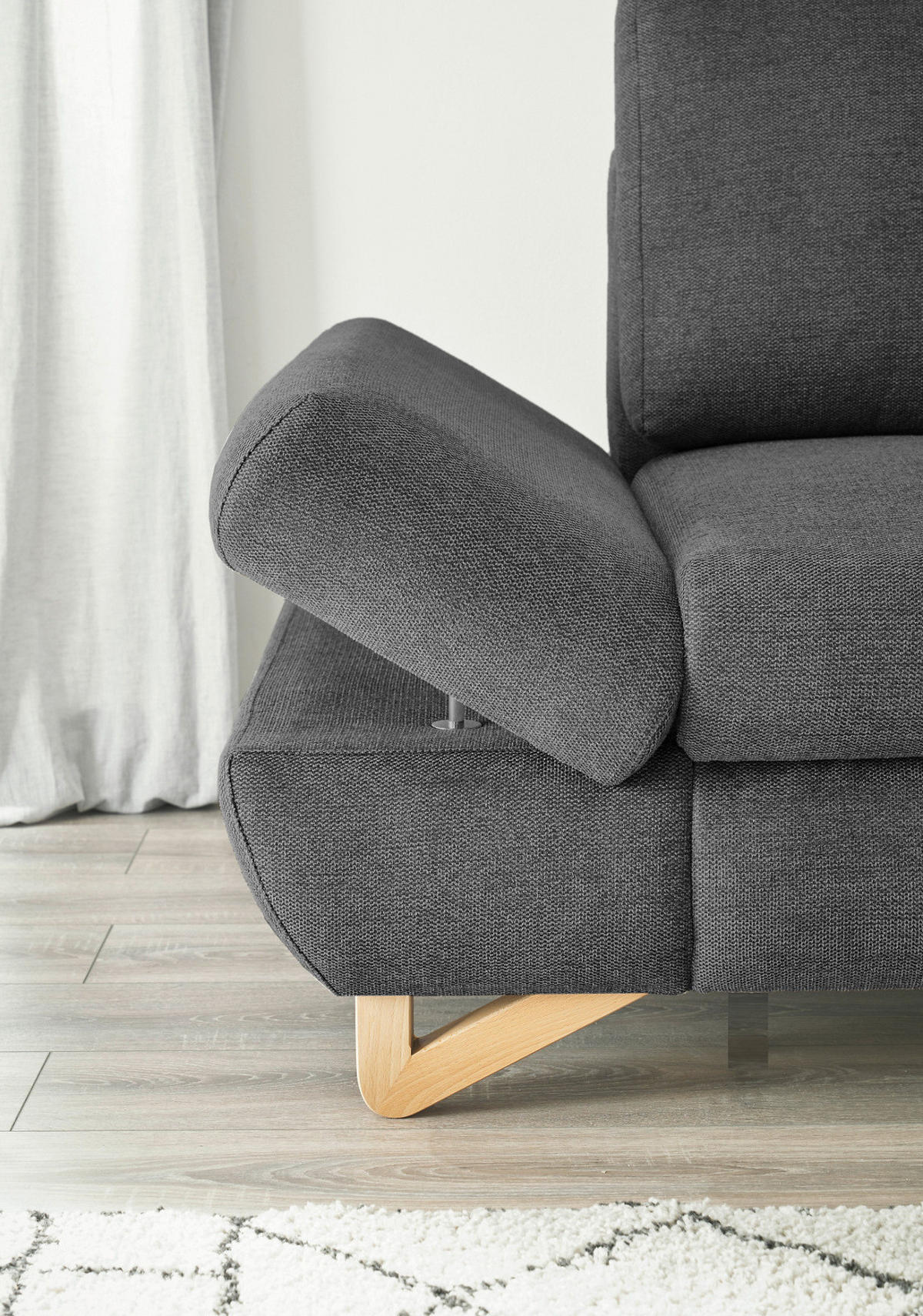 ECKSOFA grau Struktur-Stoff, Wohnzimmer Sofa - Grau, Holz/Textil (284/166cm) - Furn.Design