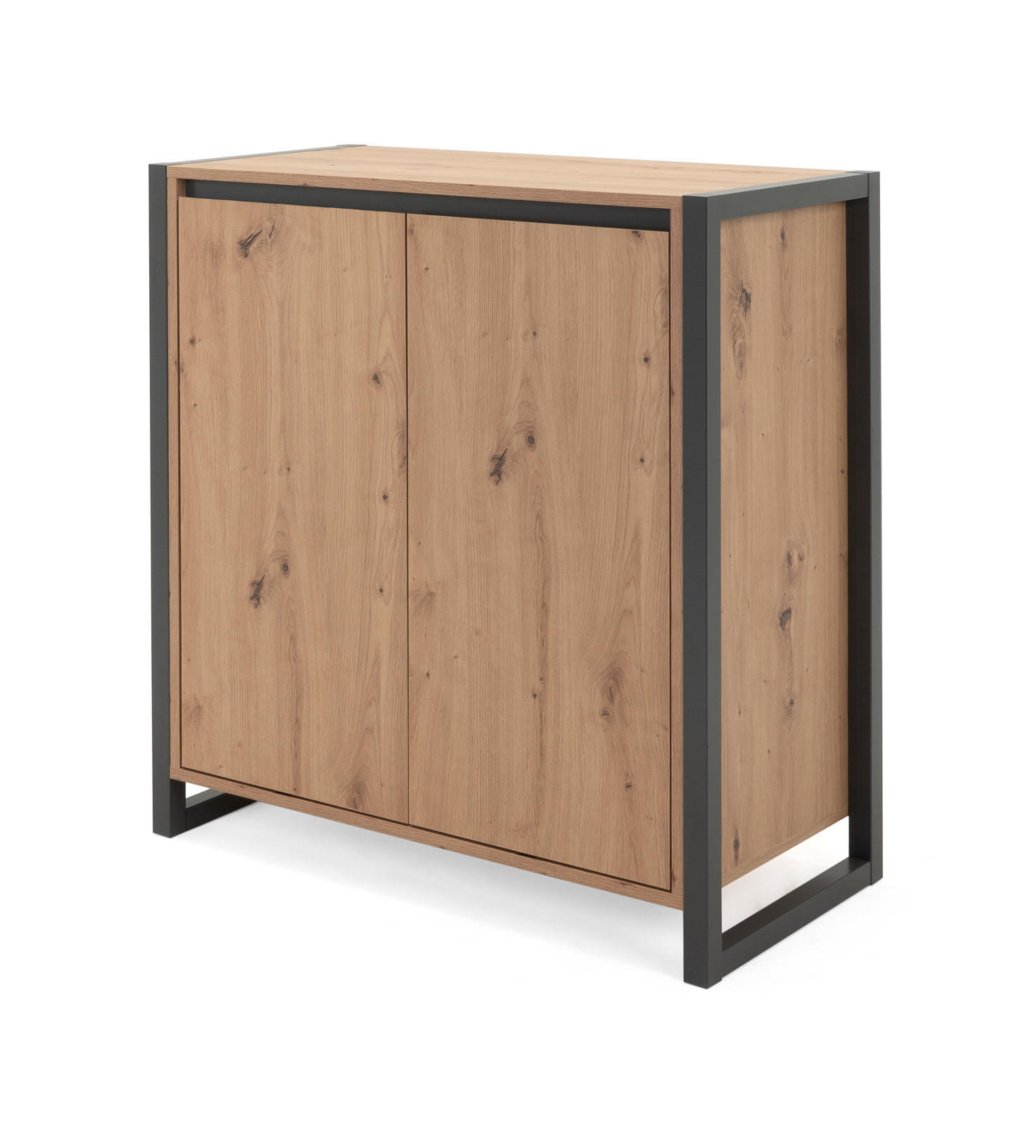 KOMMODE Artisan Eiche, anthrazit, Industrial Design 80 x 88 cm, Anrichte 2-türig - Anthrazit/Eiche Artisan, Holzwerkstoff (80/88/40cm) - Furn.Design