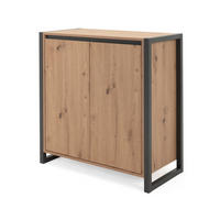 KOMMODE Artisan Eiche, anthrazit, Industrial Design 80 x 88 cm, Anrichte 2-türig - Anthrazit/Eiche Artisan, Holzwerkstoff (80/88/40cm) - Furn.Design