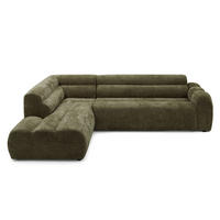 4-SITZER modulares Ecksofa VEER L Links, 283 x 190 cm, Chenille Webstoff Grün - Schwarz/Grün, Holz/Kunststoff (283/190cm) - Muffo