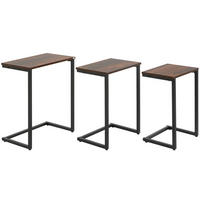 BEISTELLTISCH-SET 3er C-förmig in Braun/Schwarz – platzsparend im Industrial-Look - Braun, Holzwerkstoff (30/45/60cm) - BEAOK