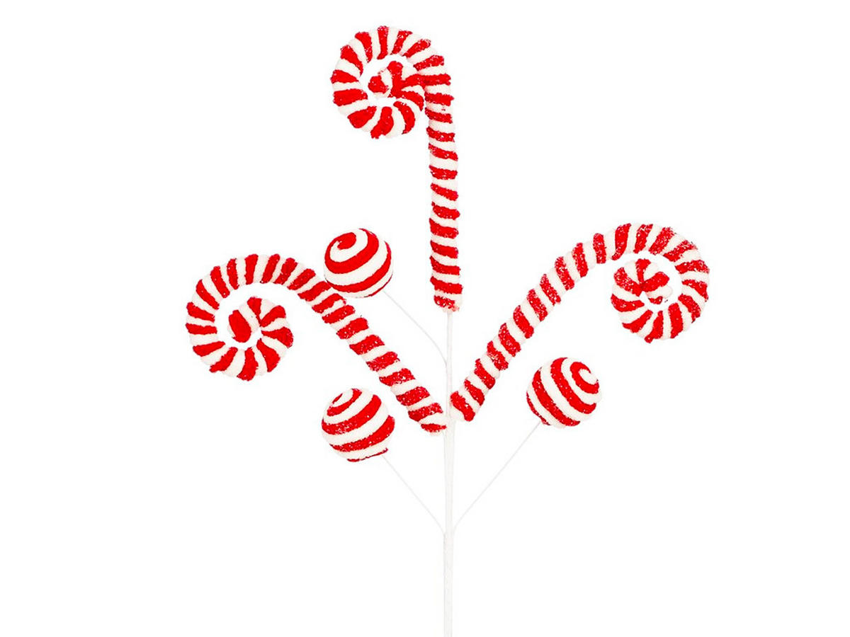 DEKOZWEIG Zuckerstangen rot-weiß 66 cm - Rot/Weiß, Kunststoff (30/66/4cm) - LAALU
