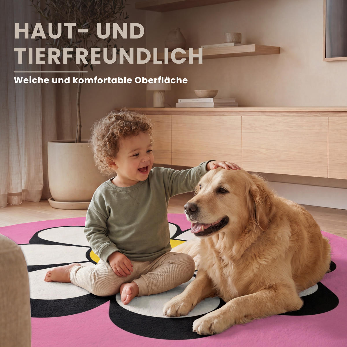 TEPPICH - Smiley - Blume - Rosa - 150x150 cm - Pink, Kunststoff/Textil (150/0.4cm) - OnlyWow