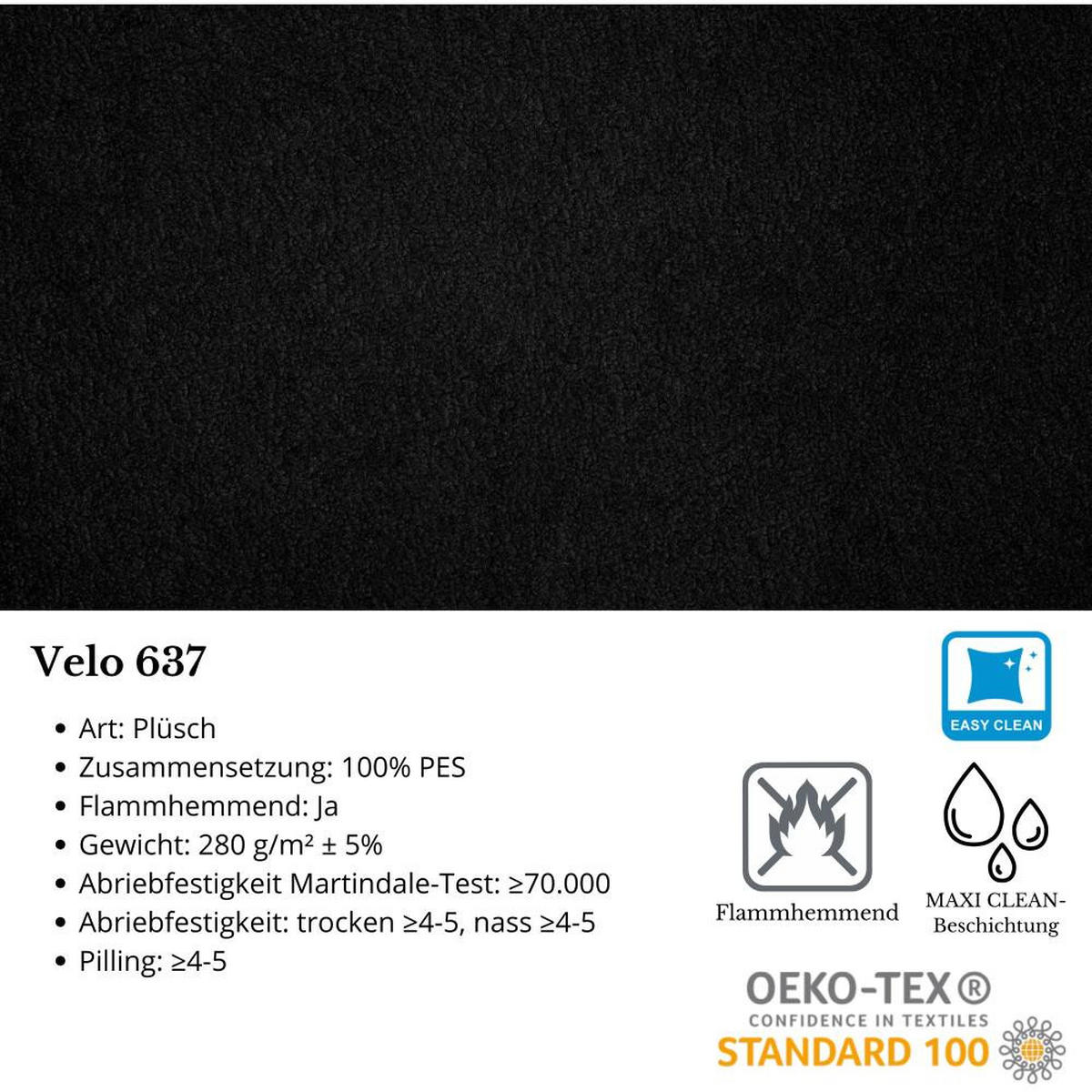 2-SITZER SOFA Pedro ohne Schlaffunktion schwarz - Schwarz, Textil (185/75/88cm) - Beautysofa