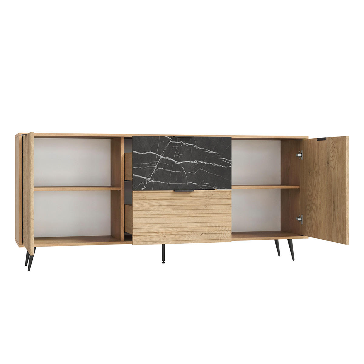 SIDEBOARD Luka Holz und Schwarz - Schwarz, Holzwerkstoff (180/80/40cm) - Petits-meubles