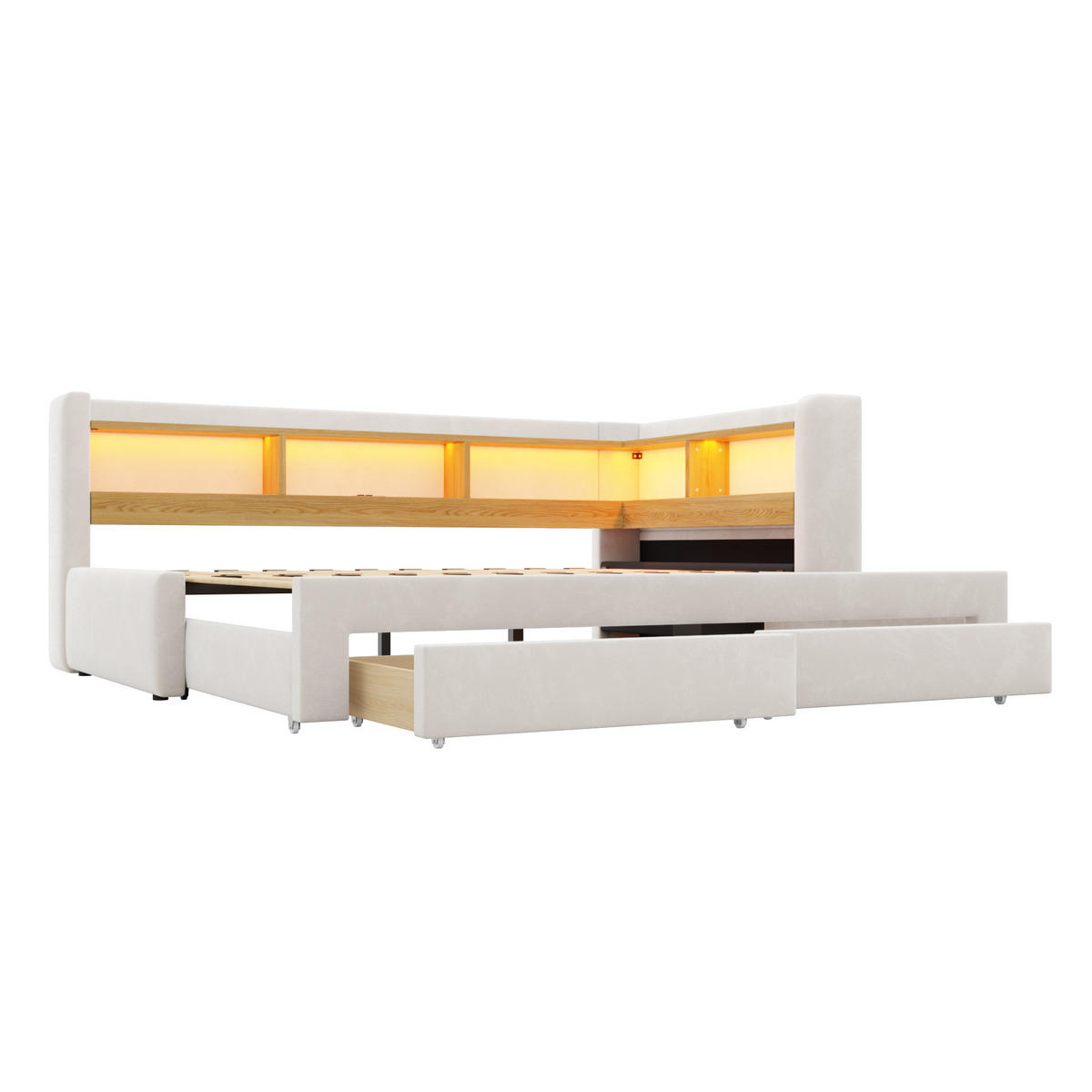 AUSZIEHBETT 90/180/200 cm, DE-41720, in Beige - Beige, Metall (90/200cm) - ComfortXL