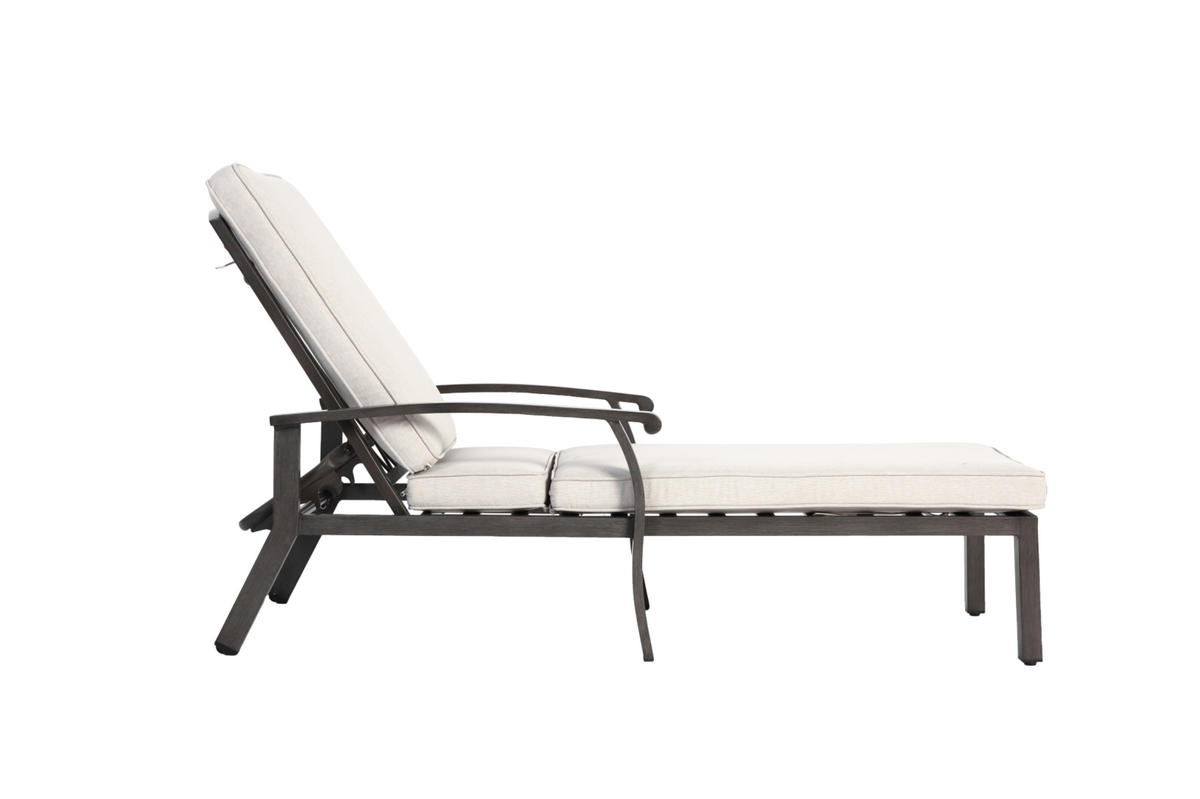 GARTENLIEGE aus Aluminium 204x58x100/30 cm Beige mit 5-fach verstellbarer Rückenlehne und Baumwollkissen - Beige, Metall (58/100/204cm) - Modfu
