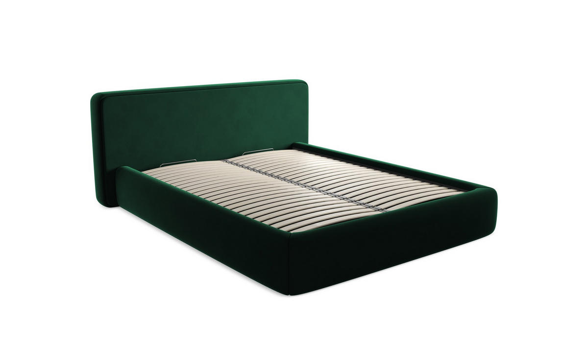 POLSTERBETT mit Lattenrost 200x260 Grün - Schwarz/Grün, Kunststoff/Textil (140/200cm) - Makamii