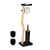 WC-GARNITUR - Schwarz, Holz/Kunststoff (23/80.5/18cm) - Relaxdays