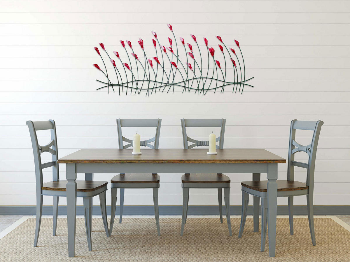 WANDDEKO Rot 123/55 cm - Rot/Grün, Metall (1.7/55/5cm) - KUNSTLOFT