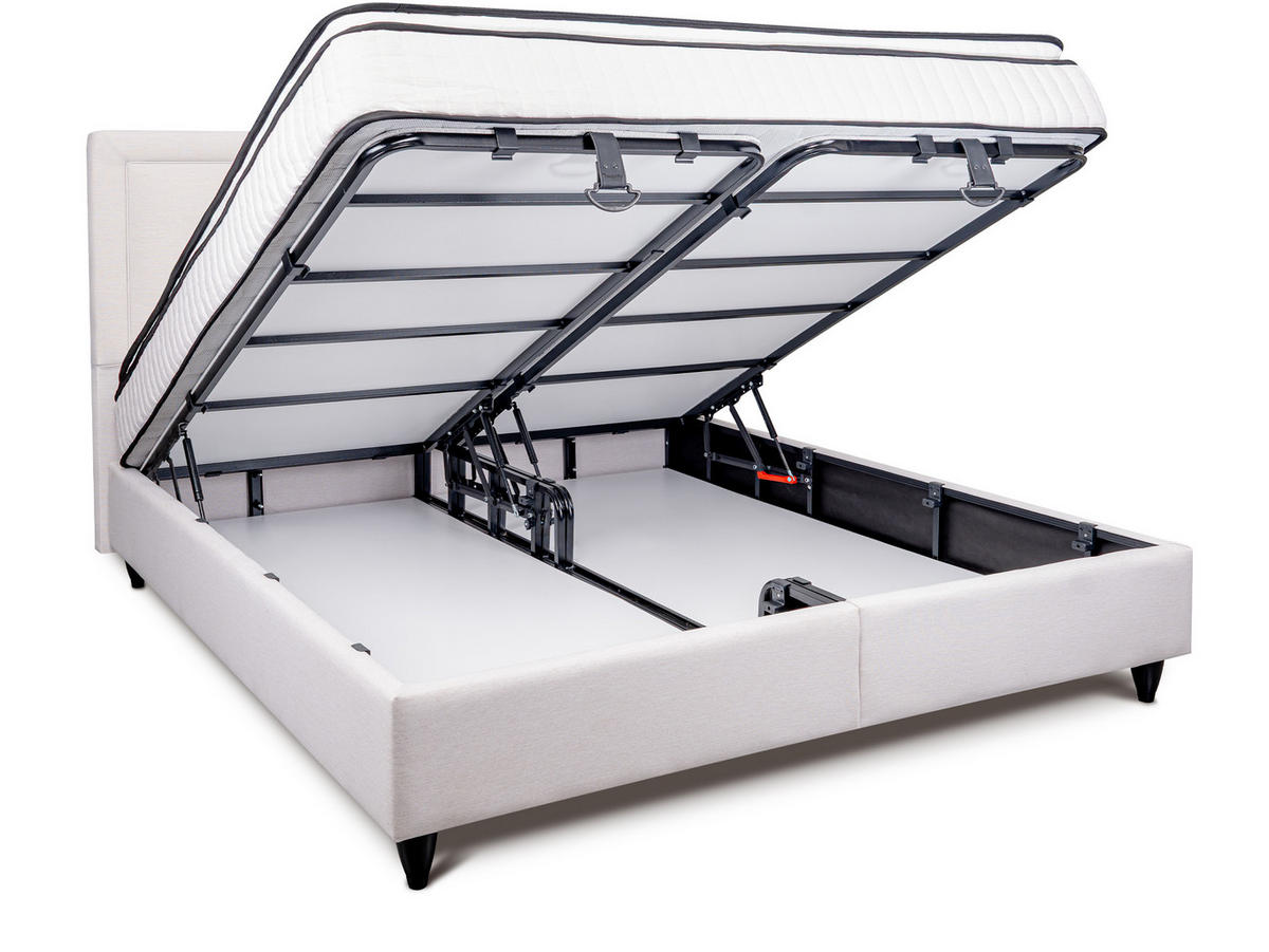POLSTERBETT Snow Hellbeige 180/200 cm mit Bettkasten - Creme, Textil (180/200cm) - wonello