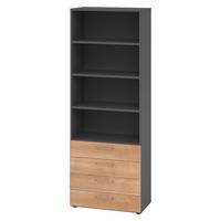 REGAL - 4 Schübe 42/80/215,6 cm in Graphitfarben/Nussbaumfarben - Nussbaumfarben/Graphitfarben, Holzwerkstoff (80/215.6/42cm) - bümö