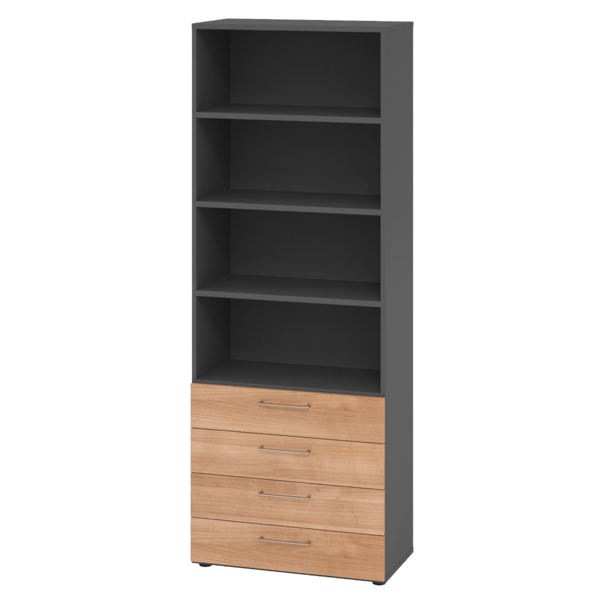 REGAL - 4 Schübe 42/80/215,6 cm in Graphitfarben/Nussbaumfarben - Nussbaumfarben/Graphitfarben, Holzwerkstoff (80/215.6/42cm) - bümö