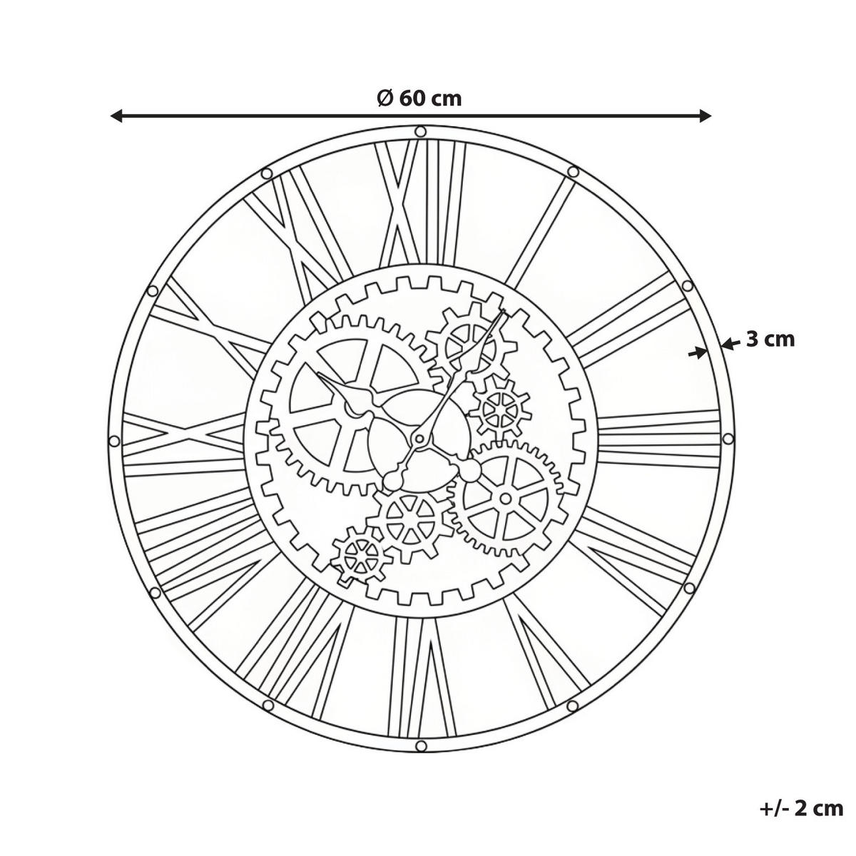 WANDUHR 60 cm Metall Schwarz Petrer - Schwarz, Metall (60/60/3cm) - Beliani