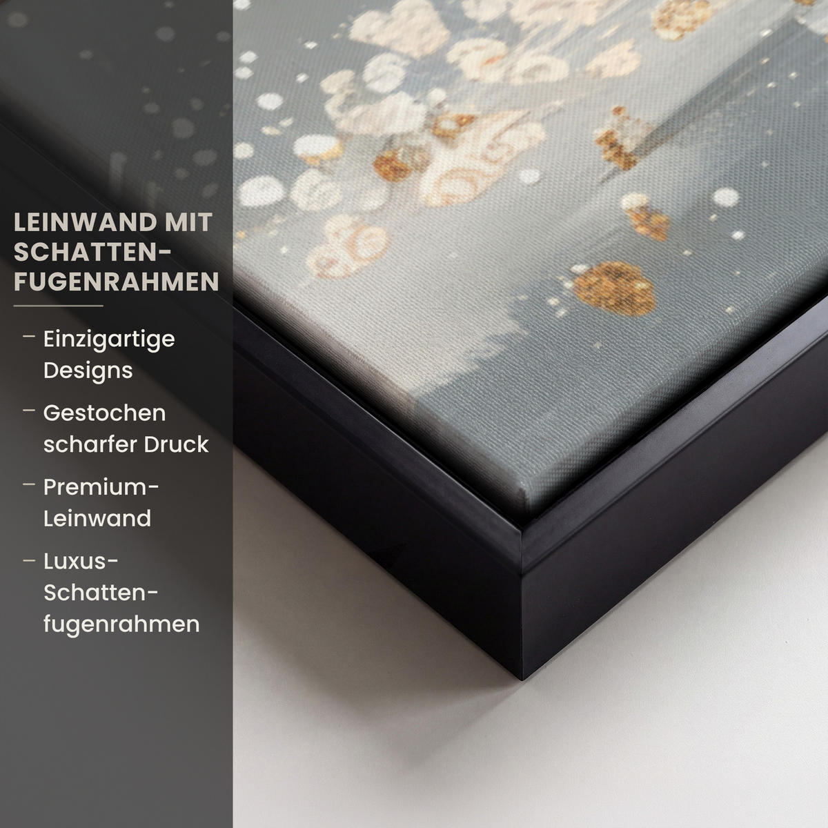 LEINWAND Bilder mit Rahmen - Baum - Blumen - Weiß - Natur - Kunst - 90x60 - Weiß, Textil (90/60cm) - MuchoWow