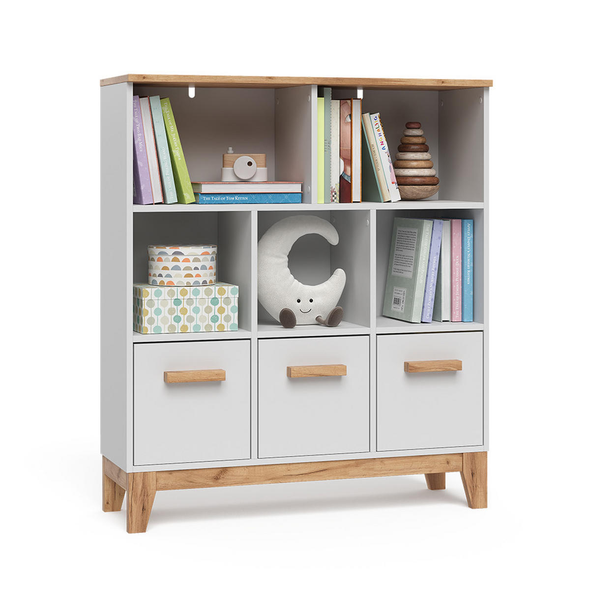 KINDERREGAL Malia Weiß/Artisan 98.4 x 113.4 cm - Weiß, Holzwerkstoff (98.4/113.4/32.6cm) - VitaliSpa