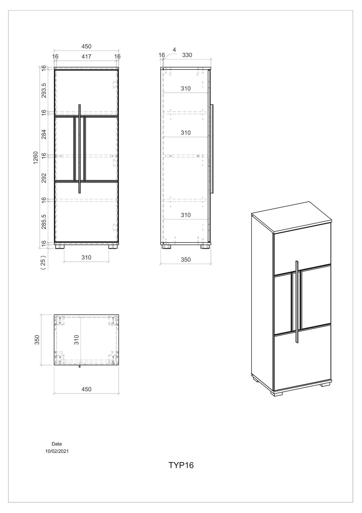 BADSCHRANK M12 Weiß Hochglanz 45/126/35 cm halbhoch rechts - Weiß Hochglanz, Holzwerkstoff (45/126/35cm) - Livojo
