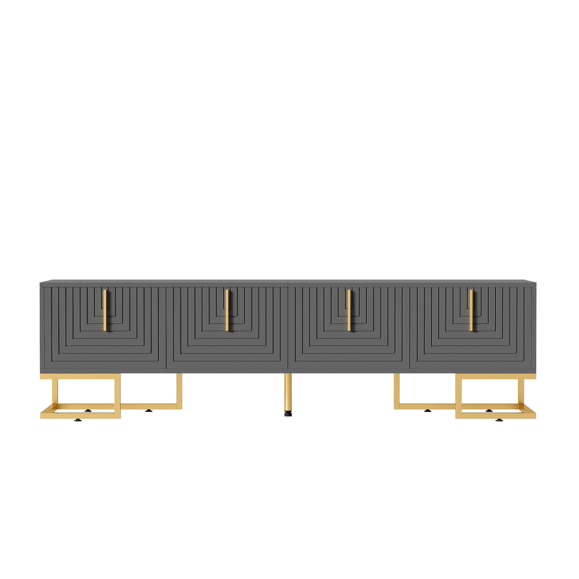 TV-LOWBOARD 170/40/45,5 cm grauschwarz aus Spanplatte mit 4 Türen - Grau, Holzwerkstoff (170/45.5/40cm) - OKWISH