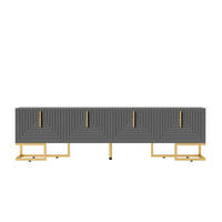 TV ormarić 170/40/45,5 cm sivo-crni od iverala s 4 vrata i zlatnim nogama - siva, drvni materijal (170/45.5/40cm) - OKWISH