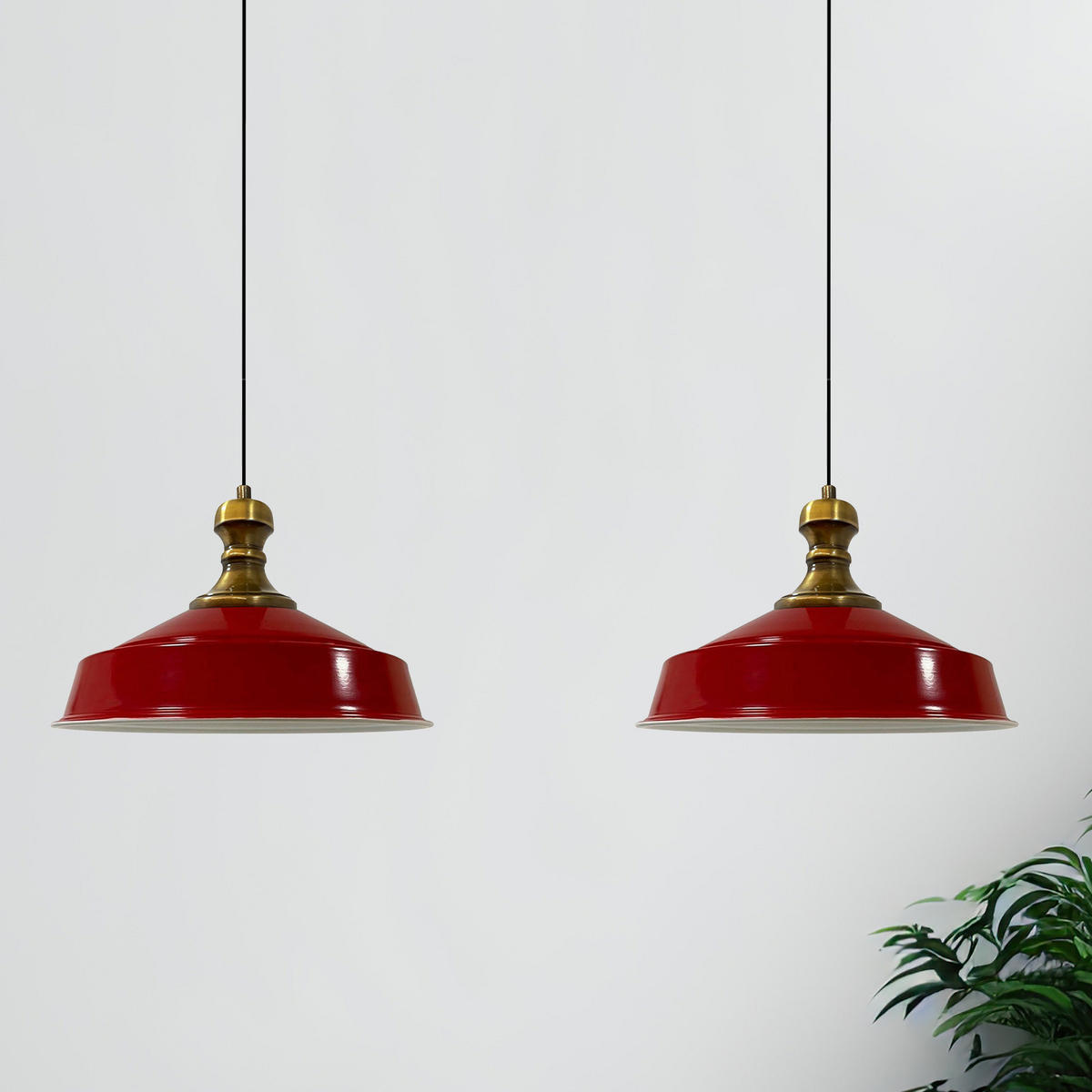 PENDELLEUCHTE Asletl 2 Flammig 40/36 cm - Weiß Hochglanz/Rot, Metall (40/36cm) - Bamyum