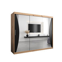 SCHWEBETÜRENSCHRANK 200/250/62 3-türig - Silberfarben/Schwarz, Holz/Kunststoff (250/200/62cm) - Abiks Möbel