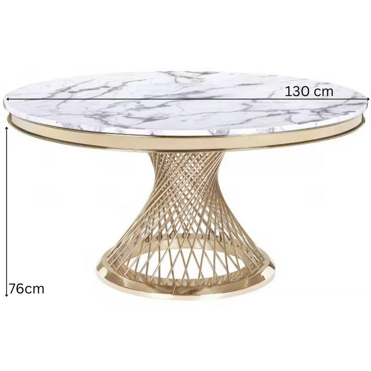 ESSTISCH echtes Marmor Weiß 130cm - Weiß, Stein (130/130/76cm) - alesvelt