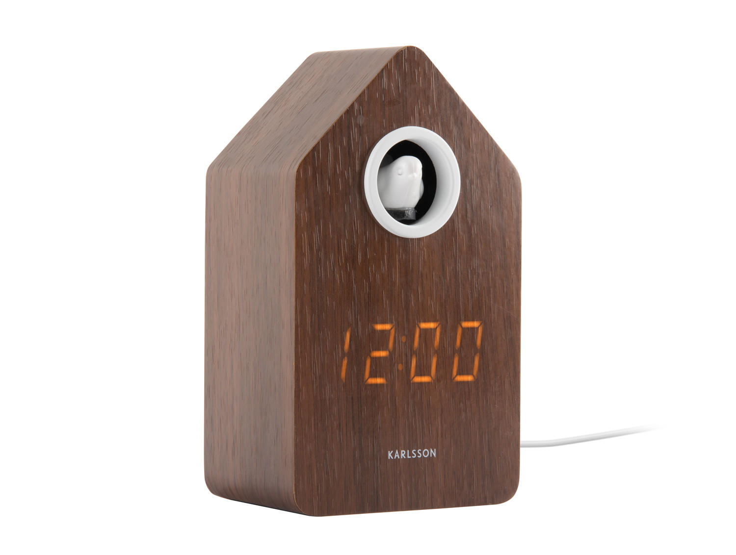 WECKER Cuckoo LED Dark wood veneer 9/6/15 cm - Braun, Holz (6/15/9cm) - Karlsson