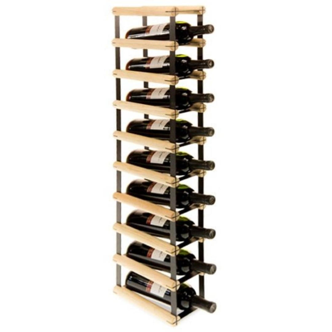 WEINREGAL Vinotega Mod Metal 92,5x12,5x24,5 cm 1x9 Flaschen Massives Kiefernholz Natur - Naturfarben, Holz (12.5/92.5/24.5cm) - PROREGAL